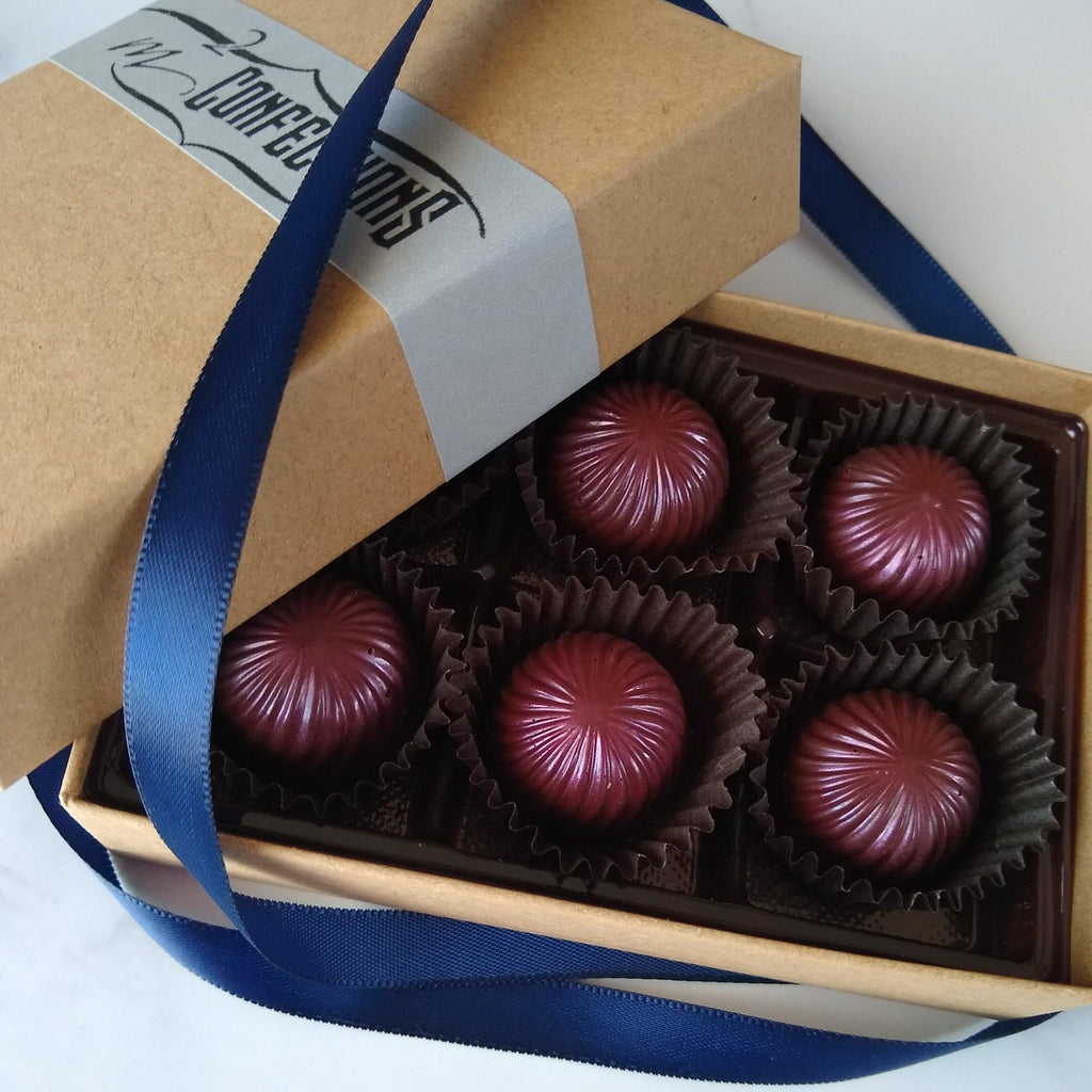 6 piece Dark Chocolate Cherry Cordials - m2 Confections
